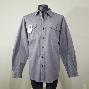 NEW Wrangler Mens Flex Western Shirt Large Gray Long Sleeve Button Down